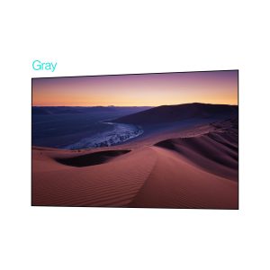 AWOL Vision CineContrast Fixed Frame Soft Gray Projector Screen - front view of the soft gray screen