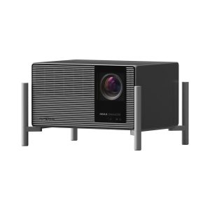 XGIMI TITAN Noir Max 4K RGB Laser Projector - front angle view on desktop stand